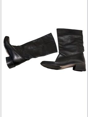 KF Ltd Ellen IV Womens Black Leather Knee high Low Heeled Boots Sz 7.5